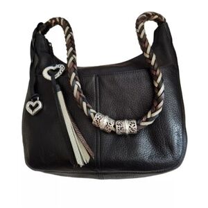 NWOT Brighton Barbados Ziptop Hobo Black Handbag $375